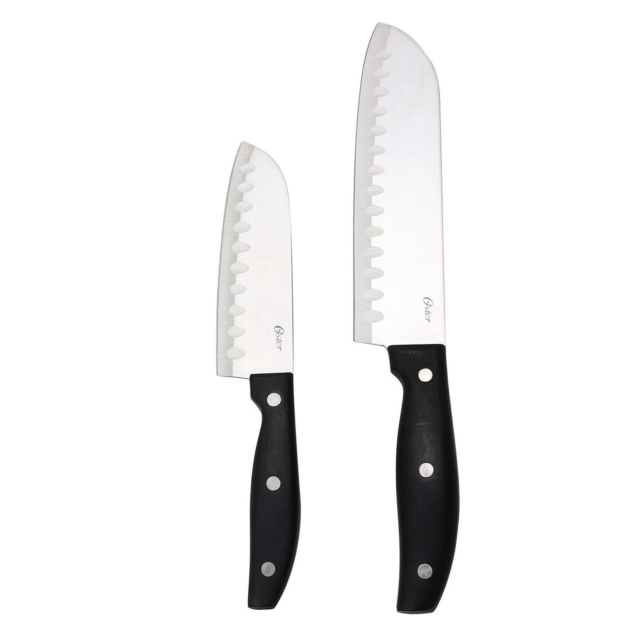 Oster Granger 2 Piece Stainless Steel Santoku Knife Set with Black Handles-0