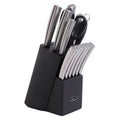 Oster Wellisford 14 Piece Stainless Steel Cutlery Set with Black Rubber Wood Block-0
