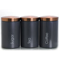 MegaChef Essential Kitchen Storage 3 Piece Sugar, Coffee and Tea Canister Set in Matte Gray-0